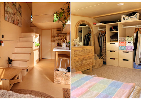 well-lit tiny home interior