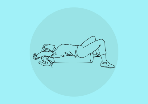 sketch of woman laying vertically on foam roller