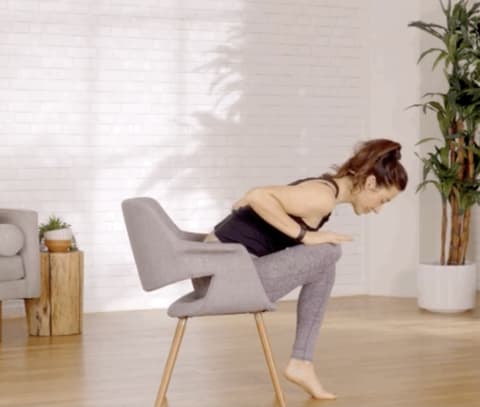 seated hip stretch in chair demo