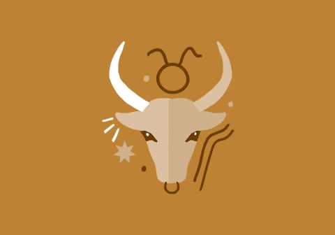 taurus symbol over brown background
