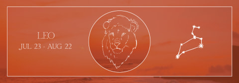 leo lion header graphic with dates july 23-august 22