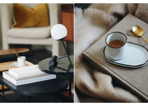 cozy reading area with tea spread