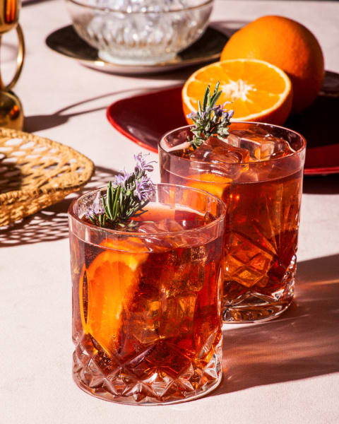 Cranberry Sauce Old Fashioned with Herbs and Orange