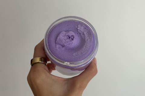 photo of nectarlife whipped soap in container in writer's hand