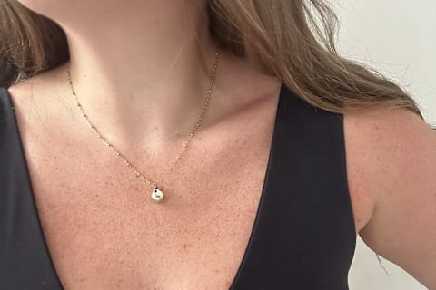 Close up of authors neck and chest after using the Soft Services Clearing Mist