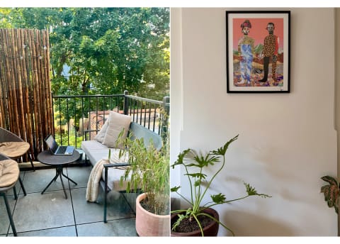 outdoor area and art in brooklyn apartment