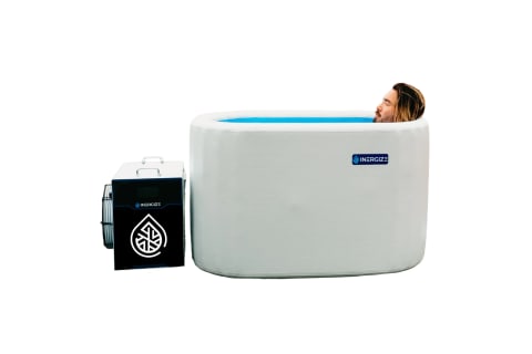 inergize health cold plunge tub with person
