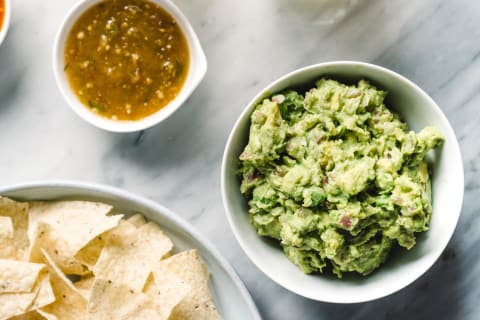 four ingredient guacamole with chips