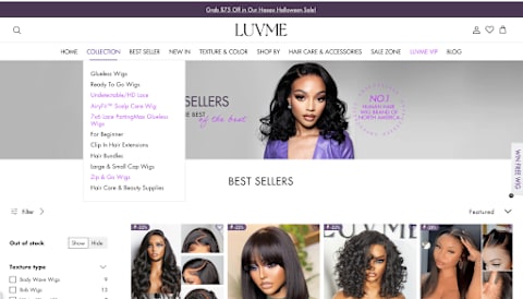 Screenshot of luvme website by reviewer