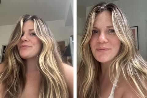 testers hair on first and third wash day side-by-side after using zuma