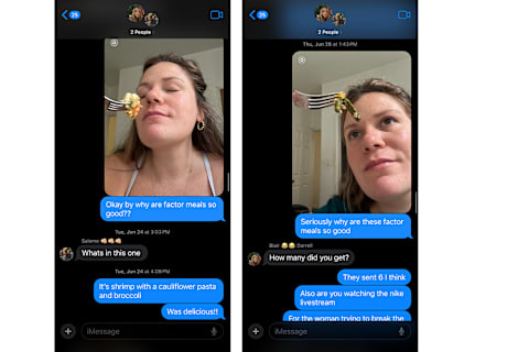 texts to friends about how good Factor is