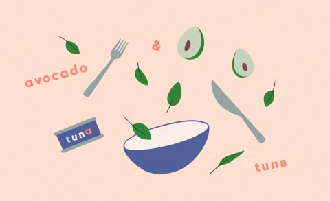 illustration of avocado tuna salad ingredients