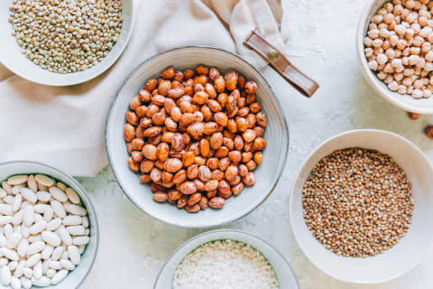 dried beans, lentils, and chickpeas