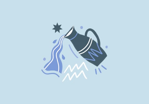aquarius symbol over baby blue background