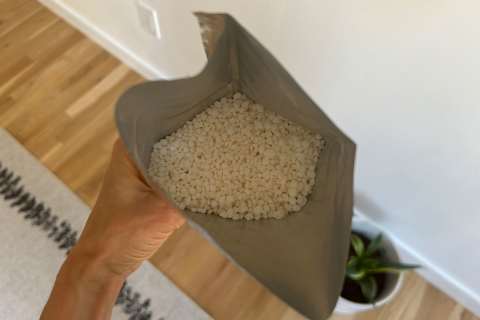 photo of flewd bath salts in open bag from above in writer's apartment