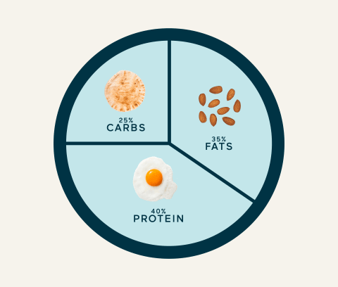 pie chart showing the macro breakdown of high protein low carb diet