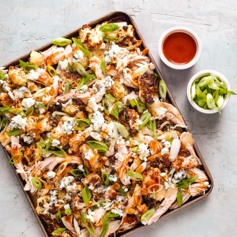 Buffalo Roasted Cauliflower Nachos