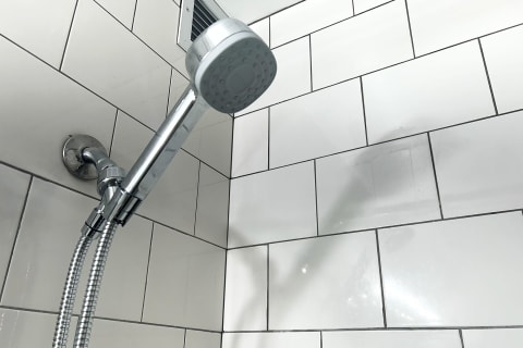 photo of canopy handheld filtered showerhead installed in writer's shower