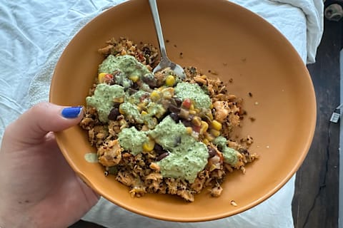 ancho lime salmon on quinoa in bowl from Factor