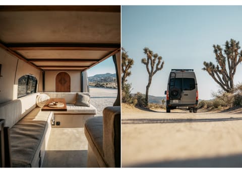 van build interior and exterior in deser