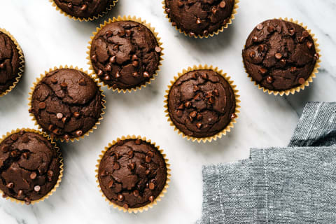 Chocolate Pumpkin Muffins Overhead