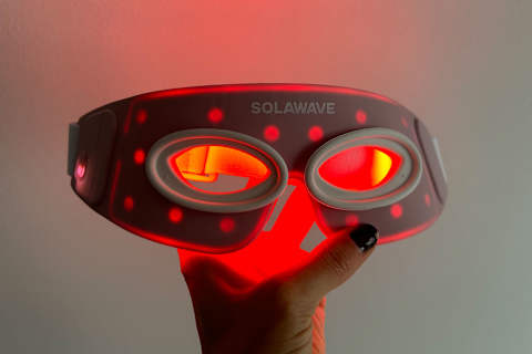 photo of solawave eye mask in editor's hand