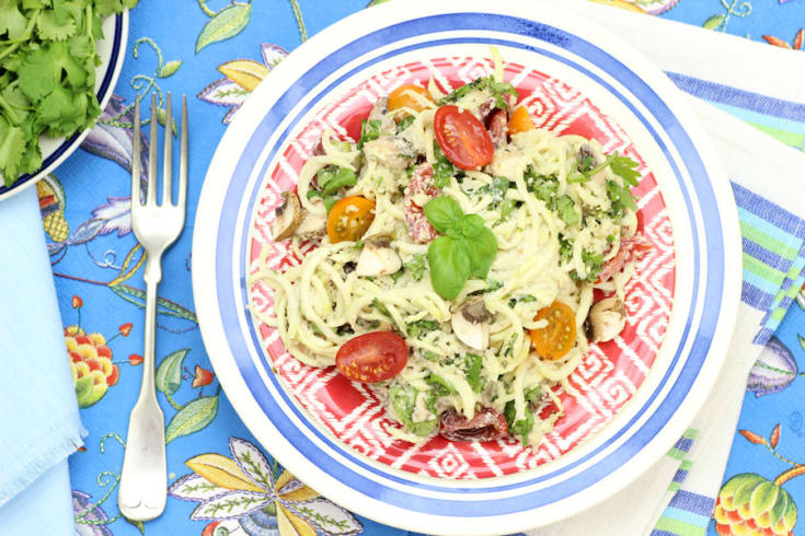 A Ridiculously Delicious Raw Pasta Primavera Mindbodygreen