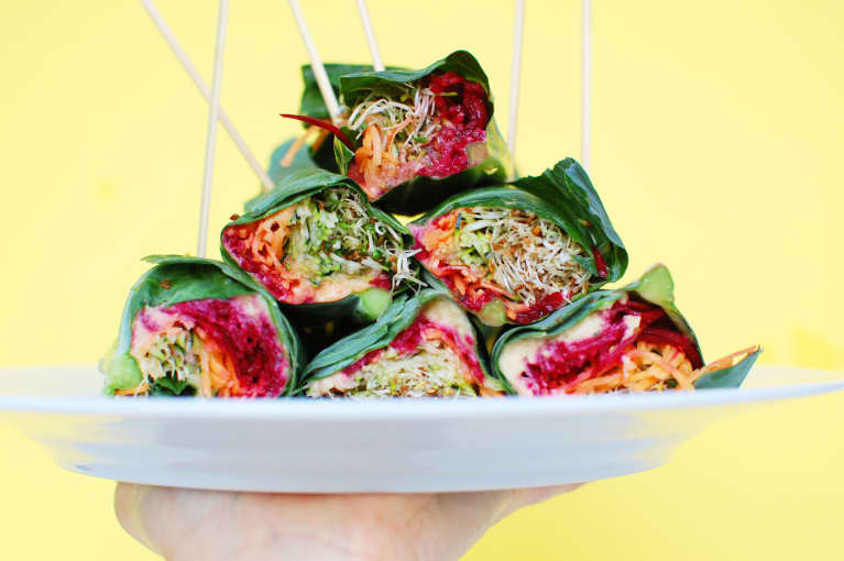 The Easiest, Healthiest Lunch Ever Spiralized Veggie Hummus Wraps
