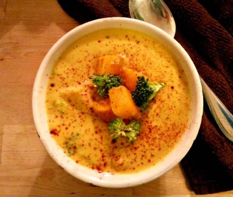 Vegan & GlutenFree Cheesy Butternut Squash & Broccoli Soup mindbodygreen
