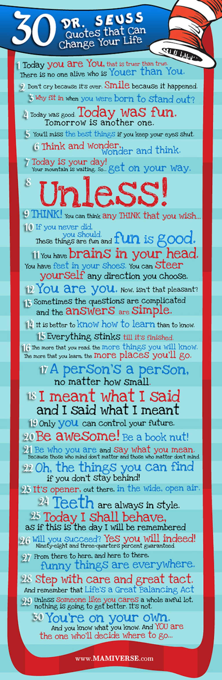 Dr Seuss affirmations books happiness infographic