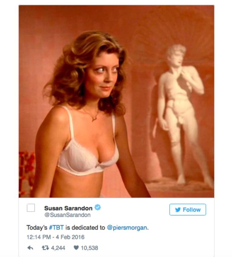 Piers Morgan And Susan Sarandon In Twitter Feud Over Her Cleavage