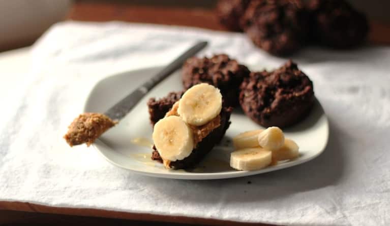 Chocolate Peanut Butter Muffins Sweetened Only With Honey + Bananas