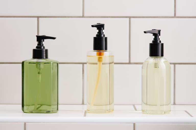 Brandless Skincare/Beauty Bottles on a Bathroom Counter