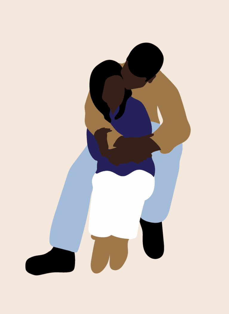 Pelvis touching while hugging