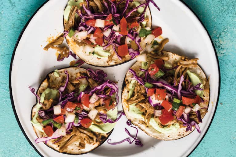 jackfruit tacos with cabbage, pico de gallo and salsa verde jackfruit tacos with cabbage, pico de gallo and salsa verde