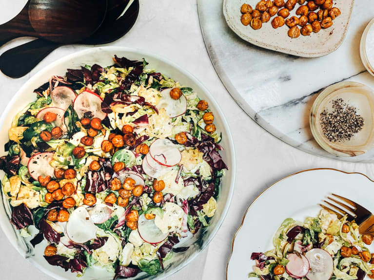Bring Your Restaurant Salad Home With This Caesar Slaw With Crispy Chickpeas