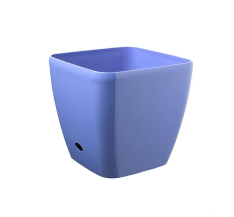 Square self-watering planter in blue