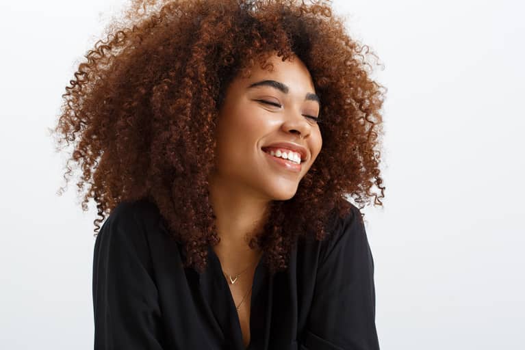 Studio Portrait Black Woman Laughing