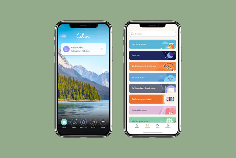 calm meditation app interface