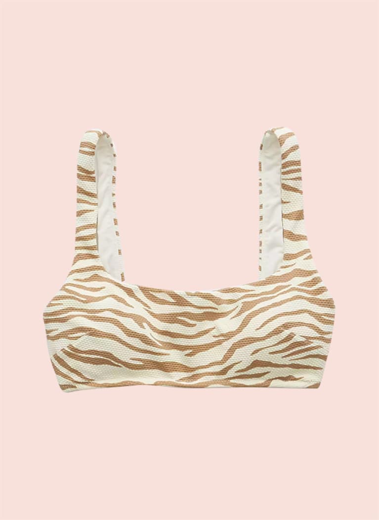 Aerie Pique Animal Print Wide-Strap Scoop Bikini Top Aerie Pique Animal Print Wide-Strap Scoop Bikini Top