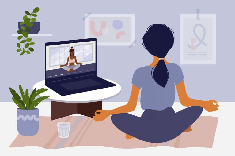 Illustration of a Woman Working Out At Home