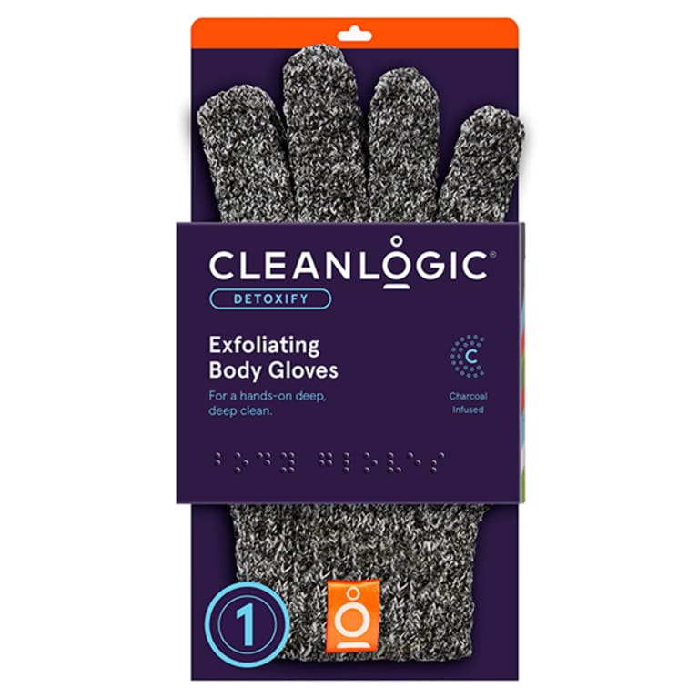 Cleanlogic Detoxifying Charcoal Exfoliating Body Gloves