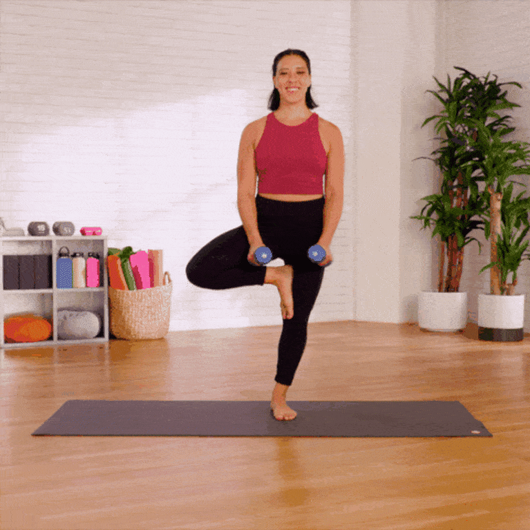 tree pose lateral raise tree pose lateral raise