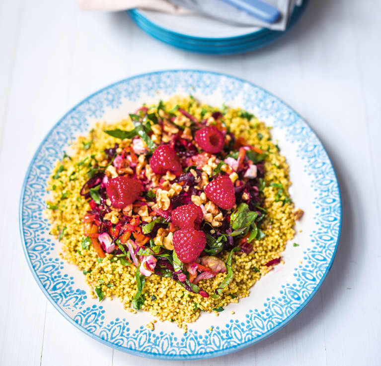 Brighten Your Day With This Beet, Apple + Raspberry Salad With Herb Millet
