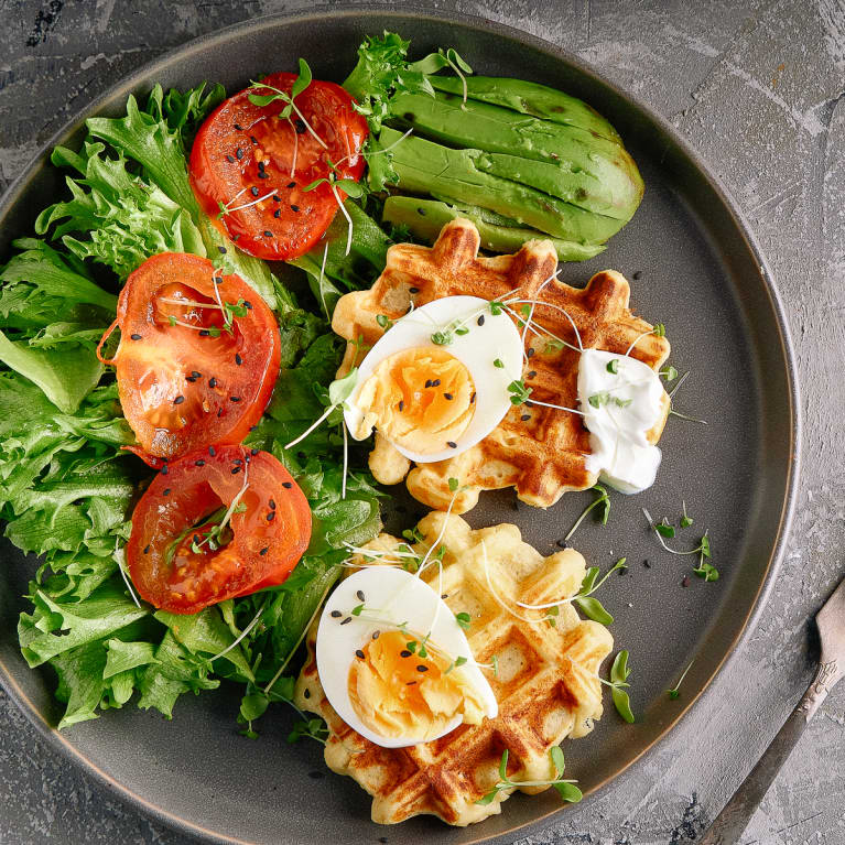 CBD Olie Tomato and Chives Waffle CBD Olie Tomato and Bieslook Wafel