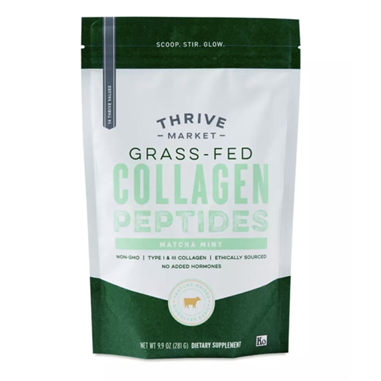 thrive market collagen peptide powder in matcha mint