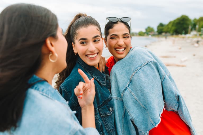 Young women relaxing on the beach