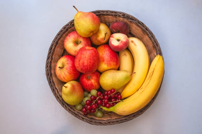 Apple and banana fruit bowl