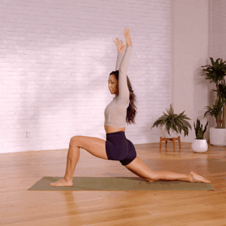 low lunge with side bend low lunge with side bend