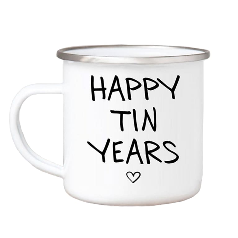 happy tin years tin anniversary mug